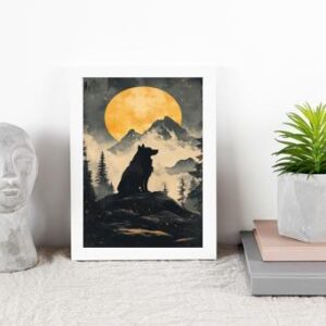 خرید تابلو دیواری طرح گرگ سیاه